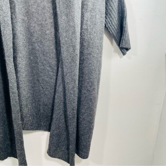 Turkish T Dark Gray 100% Cashmere Long Open Front Sweater Cardigan One Size - Picture 3 of 12